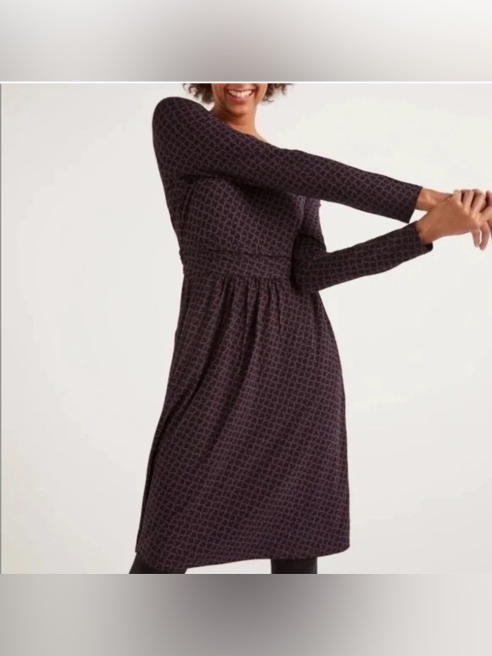 Boden Abigail Jersey Dress Leaf Print Long